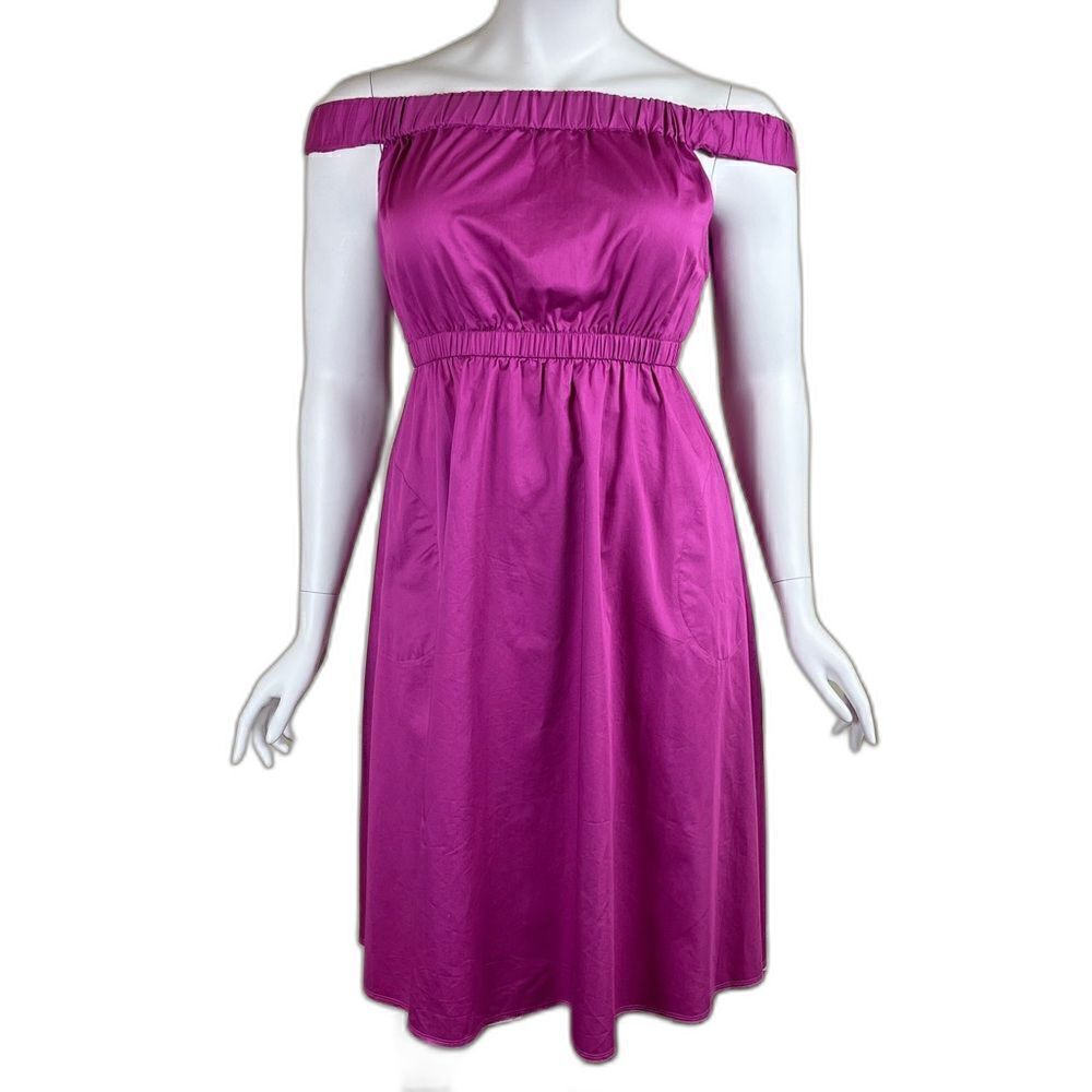 Maeve Women’s Size L Magenta Off The Shoulder Cotton Fit & Flare Midi Dress